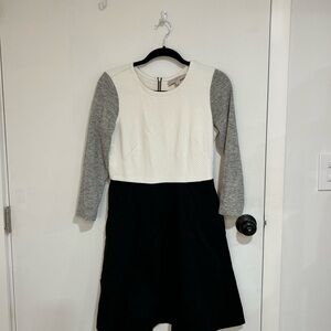 LOFT Colorblock Dress 3/4 Sleeve Exposed Zipper Size 6